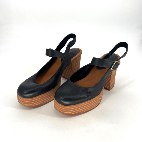 Kork-Ease Shoes - Kork Ease Vanya Platform Heels Womens 10 Black Pumps Leather Mary Jane Boho
